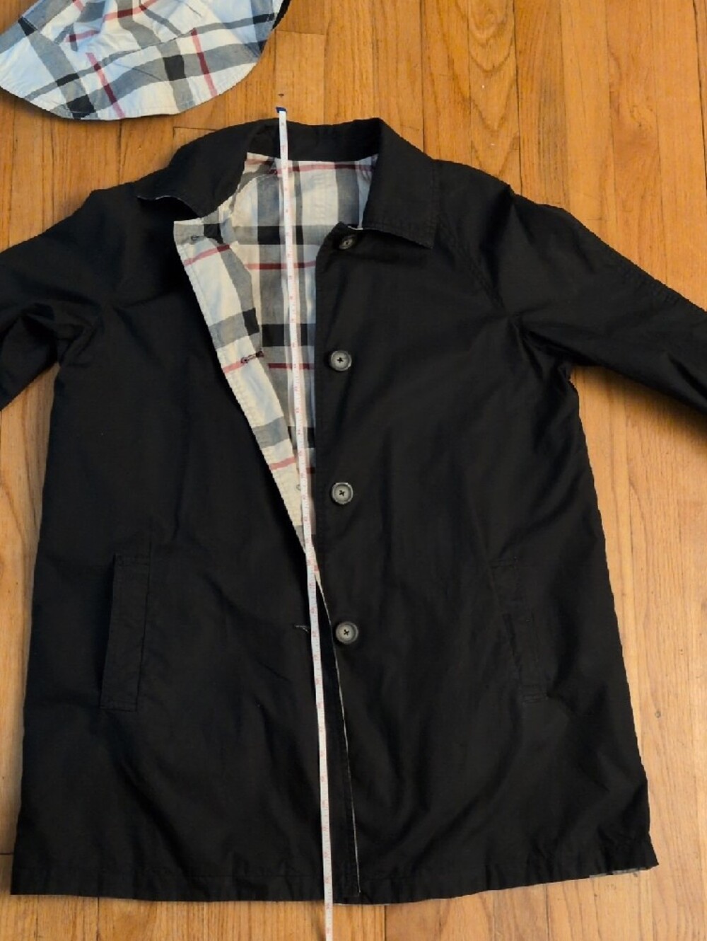 Pendleton women's reversible Black Trench Coat with Plaid Trim and Hat M - Picture 11 of 12